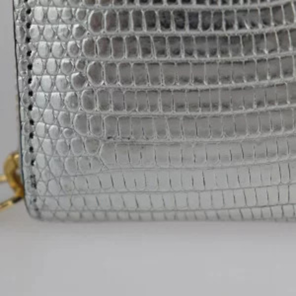 GUCCI GG Marmont long wallet Lizard leather Silver Round zipper - Picture 6 of 9